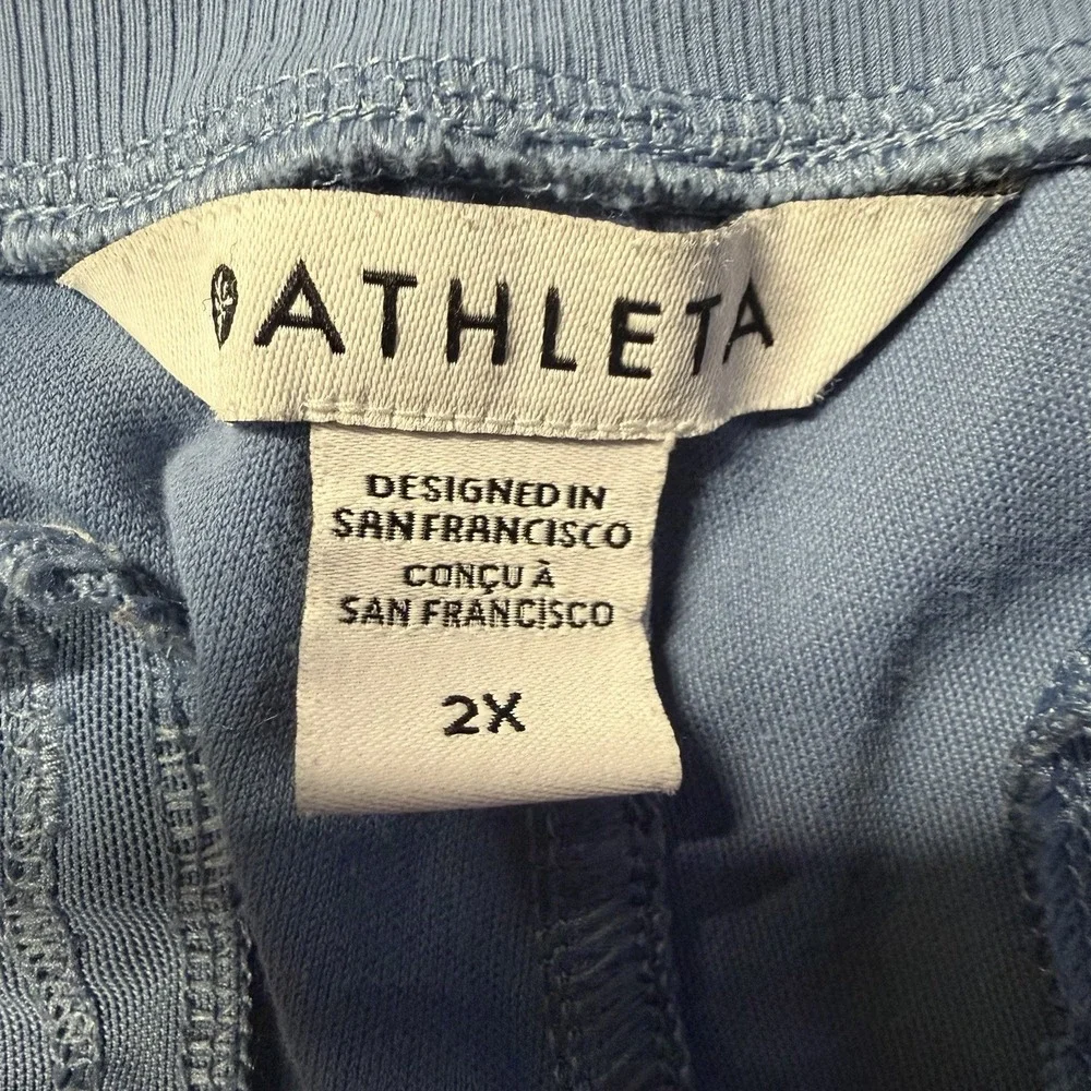 Athleta Joggers Womens Blue Venice Moto Zip Pockets High Waisted Pants Size XXL